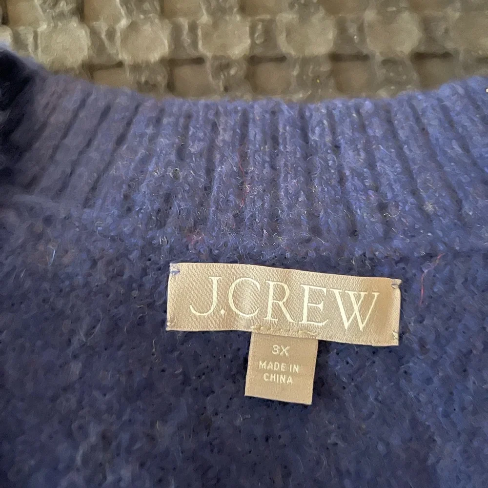 NWOT..J. Crew Deep Blue Crewneck Knit Sweater with Merino Wool & Alpaca. - Picture 2 of 4